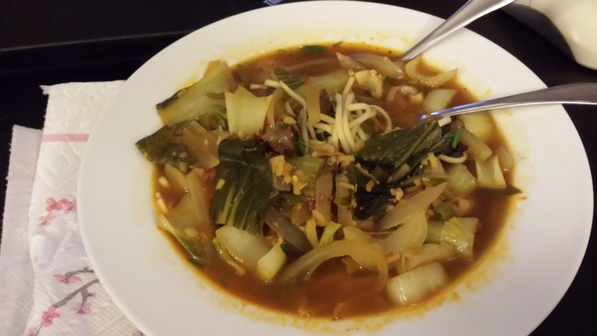Baby Bok Choy and Beef Noodle Soup with Warm Spices